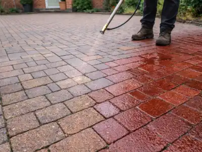 Recoloured block paving driveway